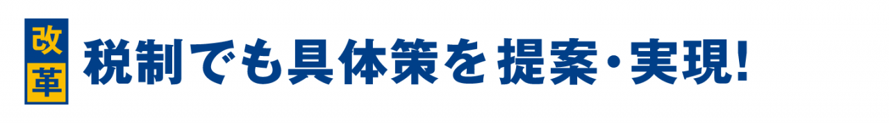 税制でも具体策を提案・実現!