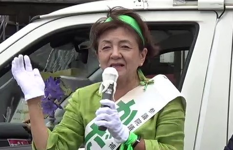 最後の訴えをする嘉田由紀子候補