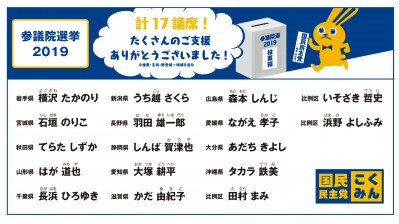 第25回参院議員選挙　党公認、推薦、支持、野党統一候…